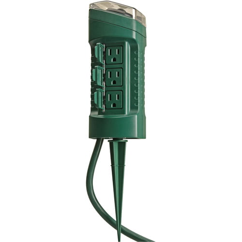 Woods 13547WD Outdoor Yard Stake with Photocell and Built-In Timer 6 Grounded